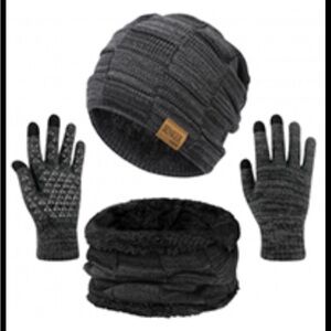 Senker Fashion Winter Beanie Hat Scarf and Touchscreen Gloves Set for Men,
